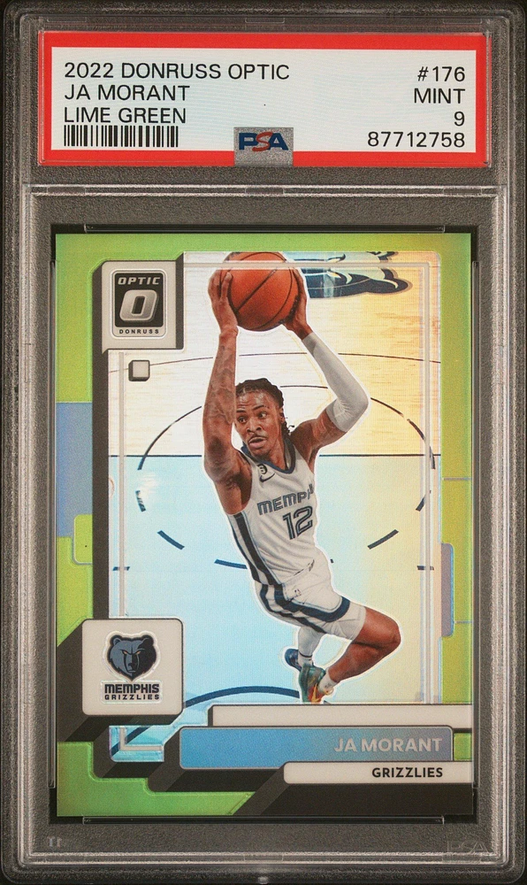 2022 Panini Donruss Optic 176 Ja Morant Lime Green PSA 9