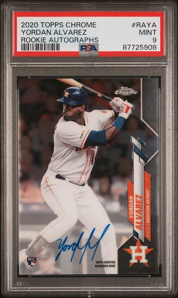 2020 Topps Chrome Rookie Autographs Raya Yordan Alvarez PSA 9