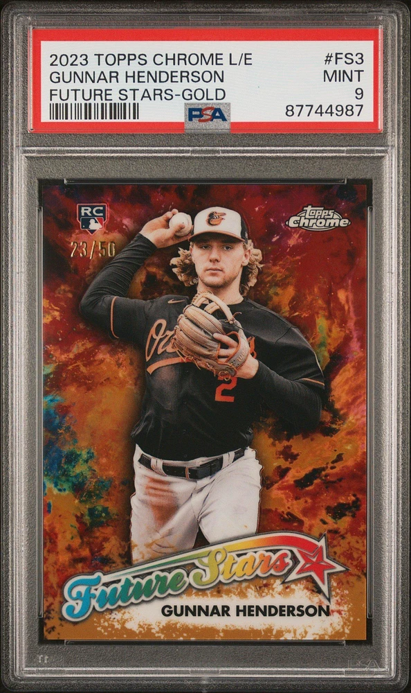 2023 Topps Chrome Logofractor Edition Future Stars Fs3 Gunnar Henderson Gold PSA 9