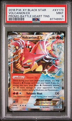 2016 Pokemon Xy Black Star Promo Xy173 Volcanion Ex Battle Heart Tins PSA 9