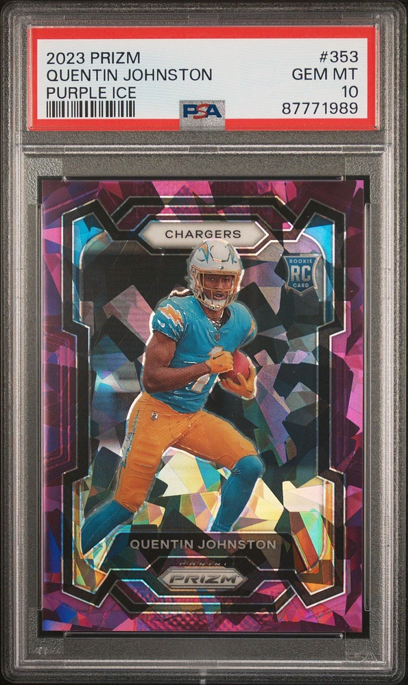 2023 Panini Prizm 353 Quentin Johnston Purple Ice PSA 10