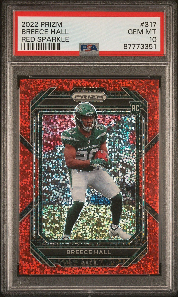 2022 Panini Prizm 317 Breece Hall Red Sparkle PSA 10