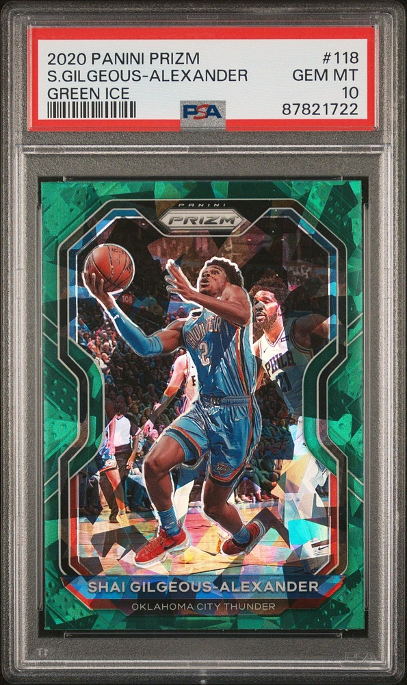 2020 Panini Prizm 118 Shai Gilgeous-alexander Green Ice PSA 10