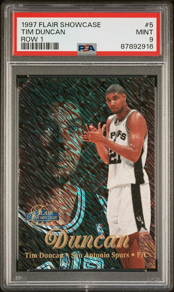 1997 Flair Showcase 5 Tim Duncan Row 1 PSA 9
