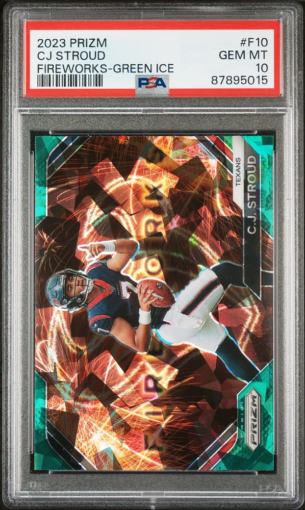 2023 Panini Prizm Fireworks F10 Cj Stroud Green Ice PSA 10