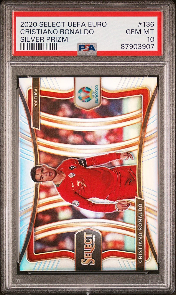 2020 Panini Select Uefa Euro 136 Cristiano Ronaldo Silver Prizm PSA 10