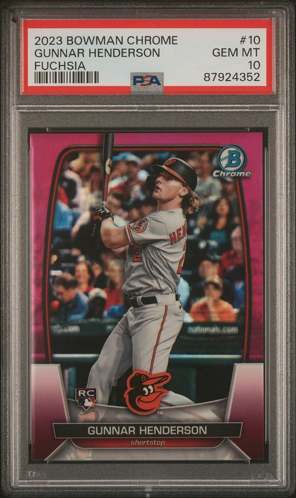 2023 Bowman Chrome 10 Gunnar Henderson Fuchsia Refractor PSA 10