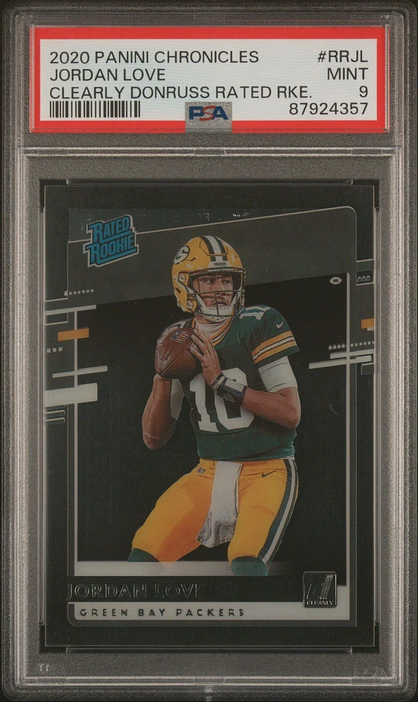 2020 Panini Chronicles Clearly Donruss Rated Rookies Rrjl Jordan Love PSA 9