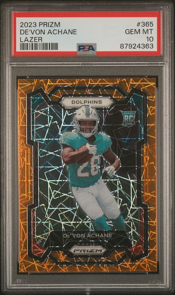 2023 Panini Prizm 365 De'von Achane Lazer Prizm PSA 10