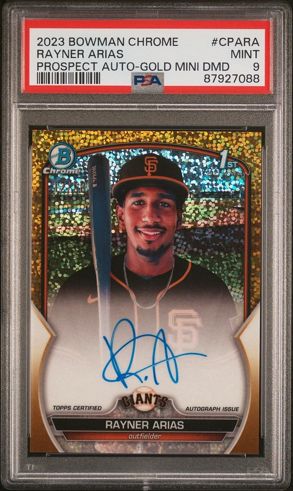 2023 Bowman Chrome Prospect Autographs Cpara Rayner Arias PSA 9