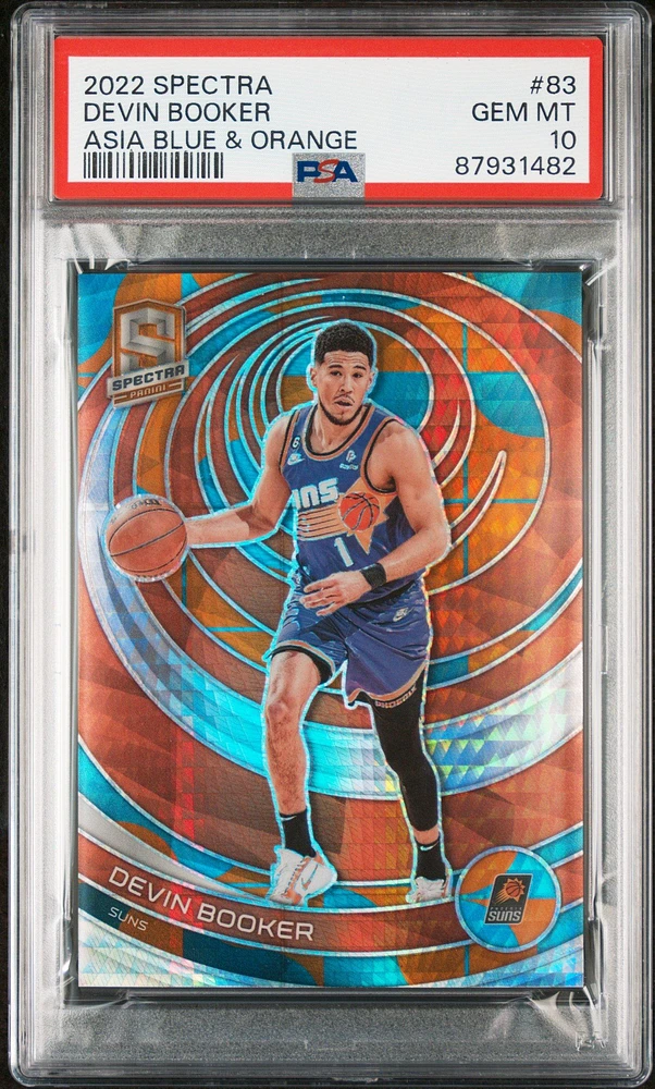 2022 Panini Spectra 83 Devin Booker Asia Blue & Orange PSA 10