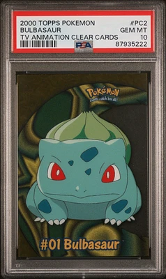 2000 Topps Pokemon Tv Animation Clear Cards Pc2 Bulbasaur PSA 10