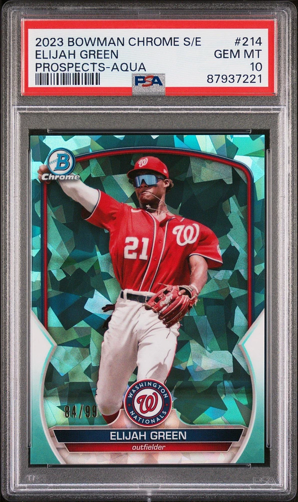2023 Bowman Chrome Sapphire Edition Prospects 214 Elijah Green Aqua PSA 10