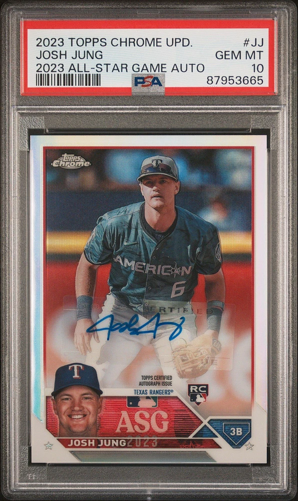 2023 Topps Chrome Update 2023 All-star Game Autograph Jj Josh Jung PSA 10
