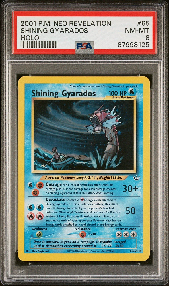 2001 Pokemon Neo Revelation 65 Shining Gyarados PSA 8