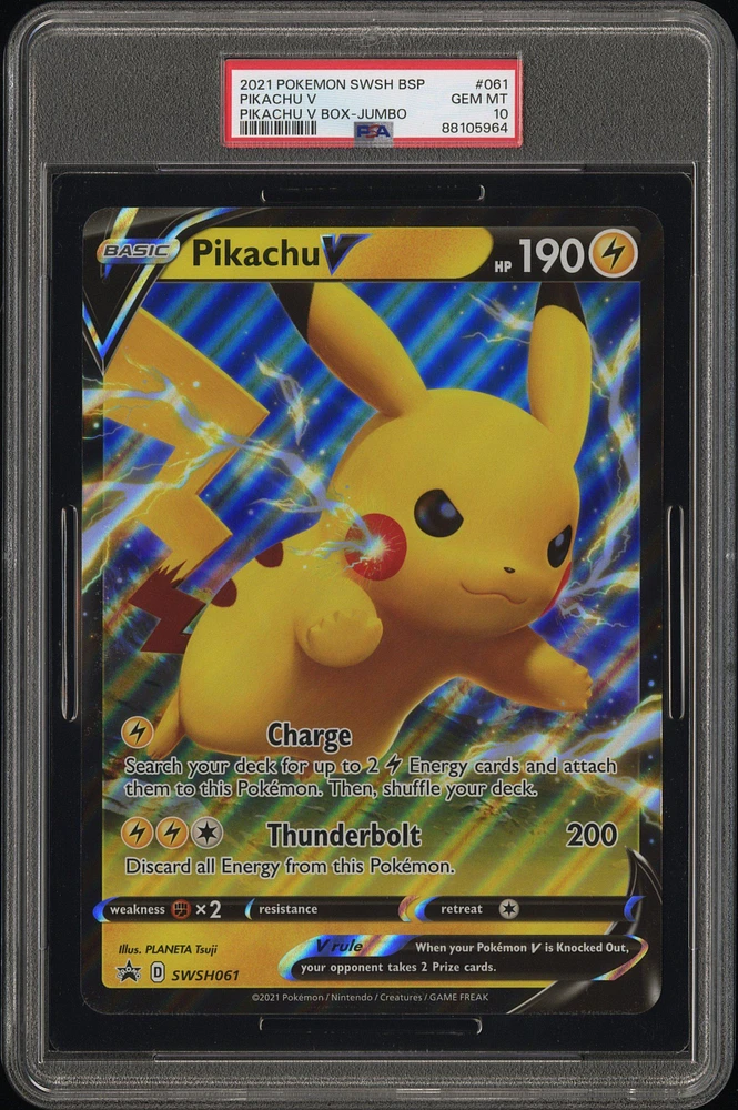 2021 Pokemon Swsh Black Star Promo 061 Pikachu V Pikachu V Box-jumbo PSA 10