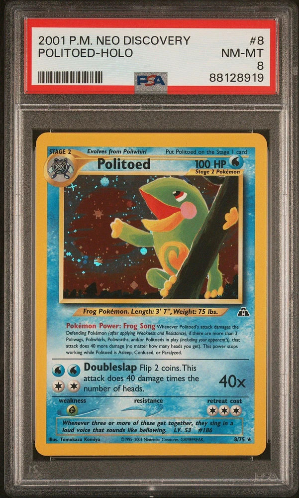 2001 Pokemon Neo Discovery 8 Politoed-holo PSA 8