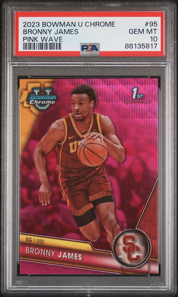 2023 Bowman University Chrome 95 Bronny James PSA 10