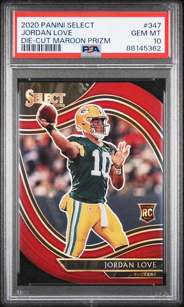 2020 Panini Select 347 Jordan Love Die-cut Maroon Prizm PSA 10