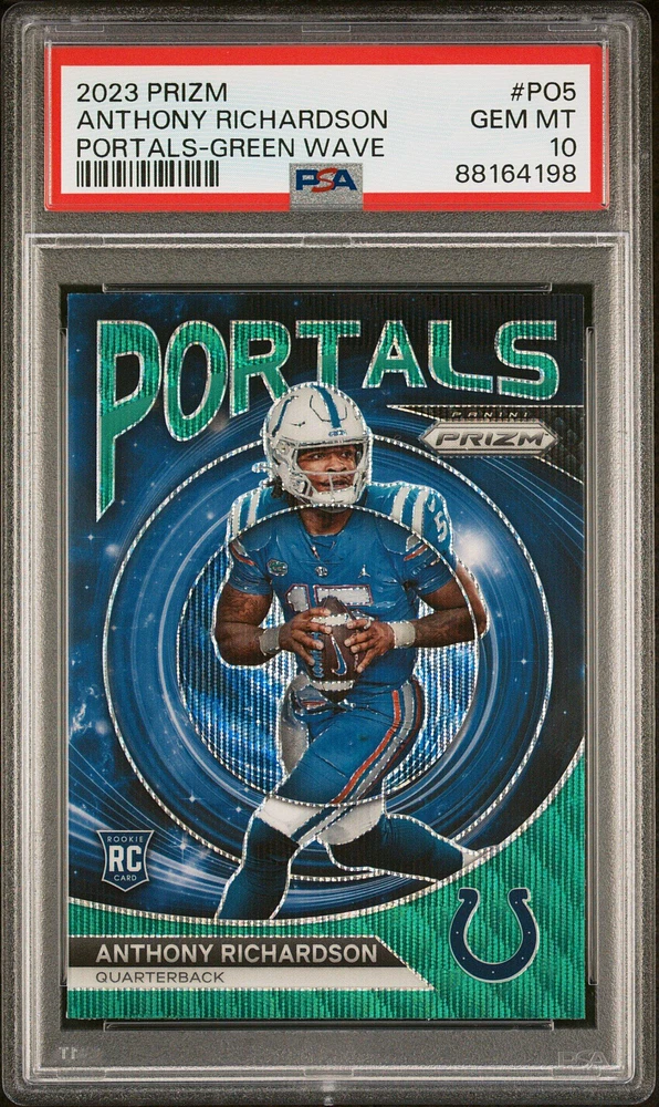 2023 Panini Prizm Portals Po5 Anthony Richardson Green Wave PSA 10