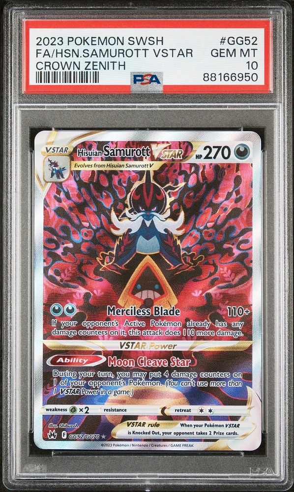 2023 Pokemon Sword And Shield Crown Zenith Gg52 Fa/hsn.samurott Vstar PSA 10