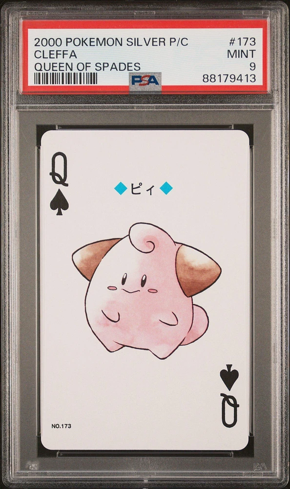 2000 Pokemon Silver Version Playing Cards 173 Cleffa Queen Of Spades PSA 9