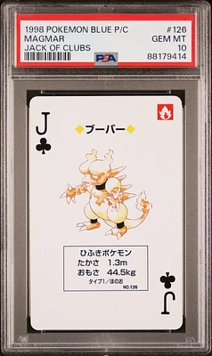 1998 Pokemon Blue Version Playing Cards 126 Magmar Jack Of Clubs PSA 10