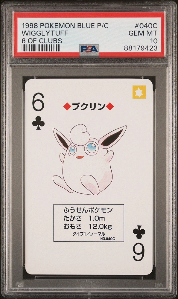 1998 Pokemon Blue Version Playing Cards 040c Wigglytuff 6 Of Clubs PSA 10