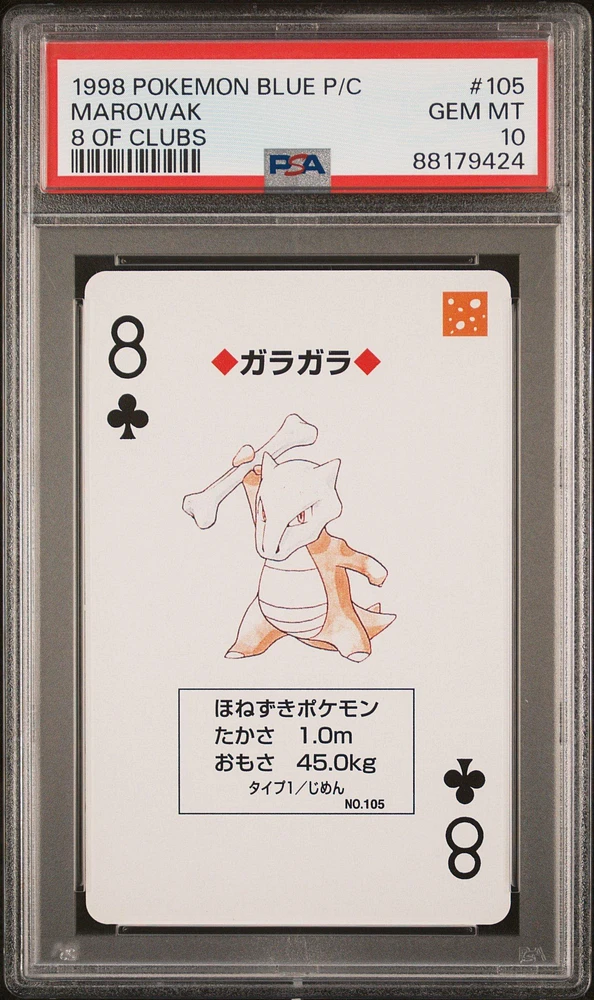 1998 Pokemon Blue Version Playing Cards 105 Marowak 8 Of Clubs PSA 10