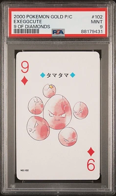 2000 Pokemon Gold Version Playing Cards 102 Exeggcute 9 Of Diamonds PSA 9