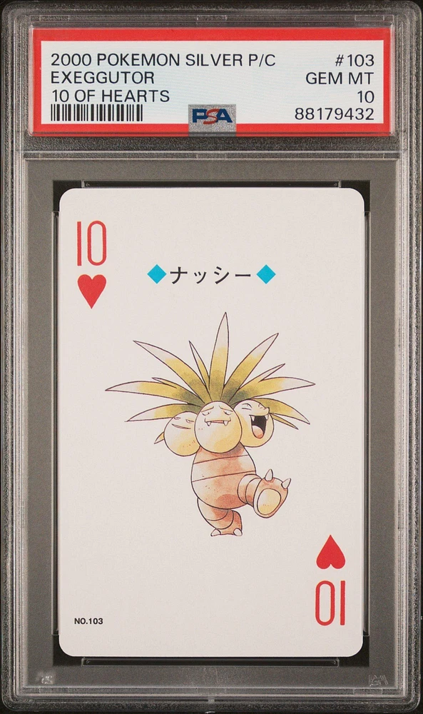 2000 Pokemon Silver Version Playing Cards 103 Exeggutor 10 Of Hearts PSA 10