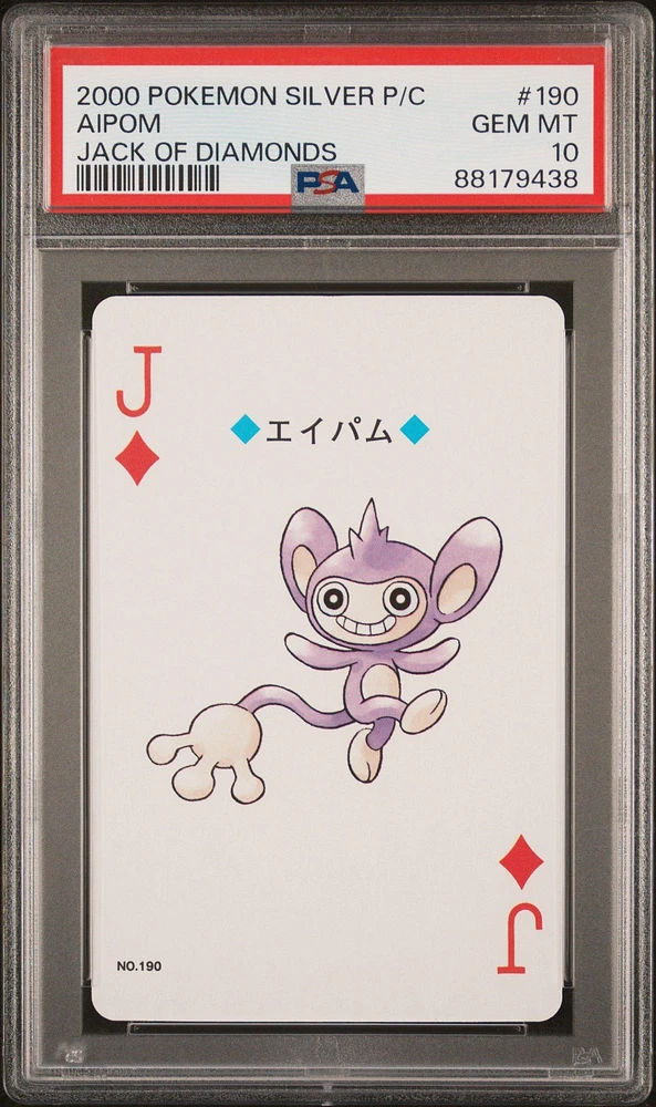2000 Pokemon Silver Version Playing Cards 190 Aipom Jack Of Diamonds PSA 10
