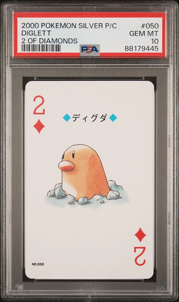 2000 Pokemon Silver Version Playing Cards 050 Diglett 2 Of Diamonds PSA 10