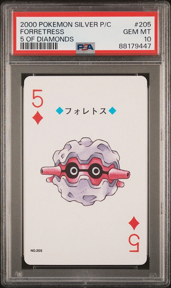 2000 Pokemon Silver Version Playing Cards 205 Forretress 5 Of Diamonds PSA 10