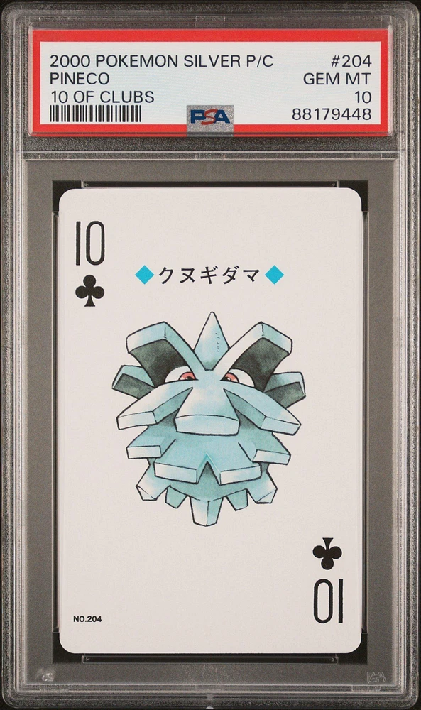 2000 Pokemon Silver Version Playing Cards 204 Pineco 10 Of Clubs PSA 10