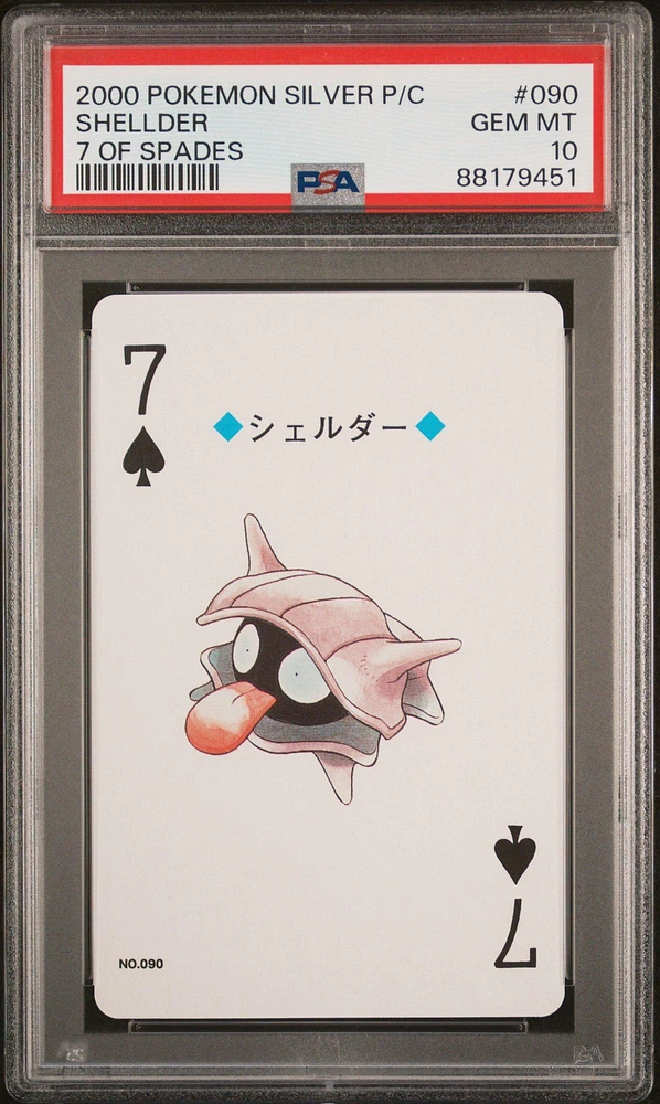 2000 Pokemon Silver Version Playing Cards 090 Shellder 7 Of Spades PSA 10