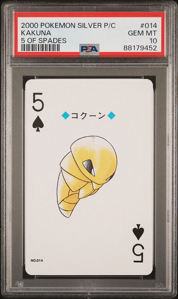 2000 Pokemon Silver Version Playing Cards 014 Kakuna 5 Of Spades PSA 10