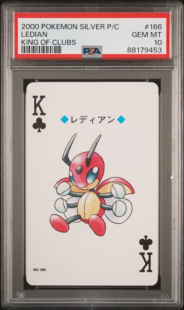2000 Pokemon Silver Version Playing Cards 166 Ledian King Of Clubs PSA 10