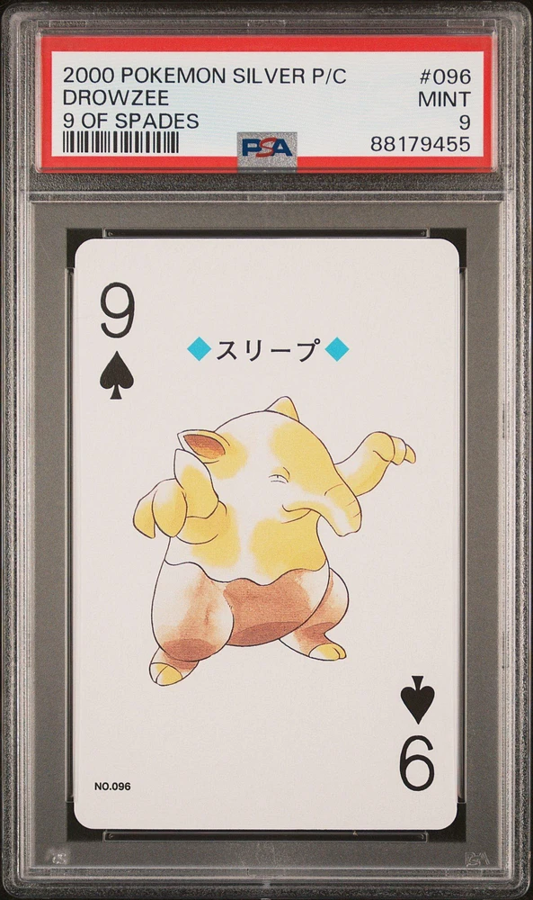 2000 Pokemon Silver Version Playing Cards 096 Drowzee 9 Of Spades PSA 9