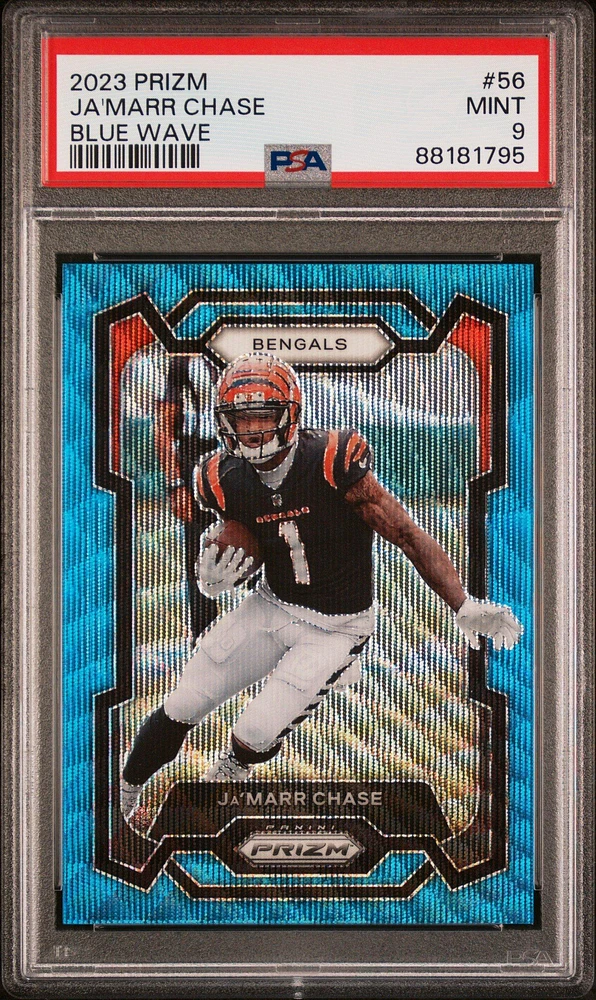 2023 Panini Prizm 56 Ja'marr Chase Blue Wave PSA 9