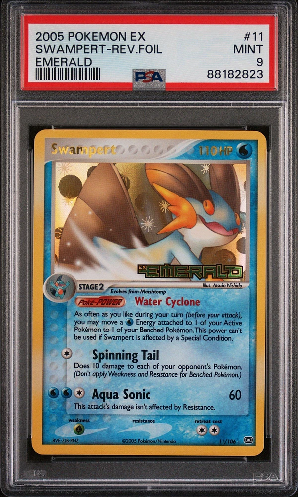 2005 Pokemon Ex Emerald 11 Swampert-reverse Foil PSA 9