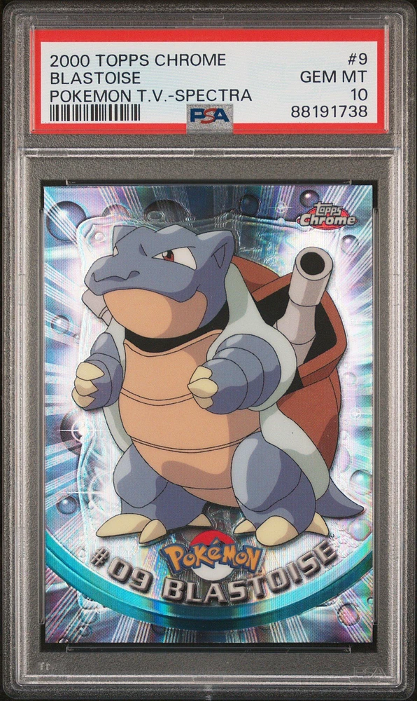 2000 Topps Chrome Pokemon T.v. 9 Blastoise Spectra PSA 10