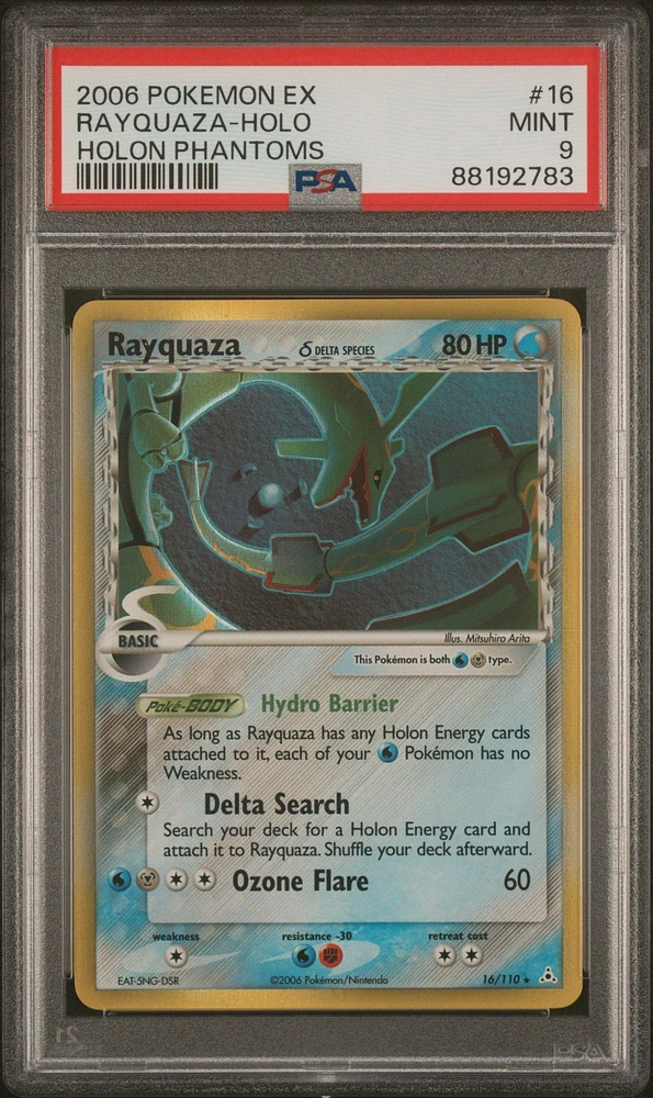 2006 Pokemon Ex Holon Phantoms 16 Rayquaza-holo PSA 9