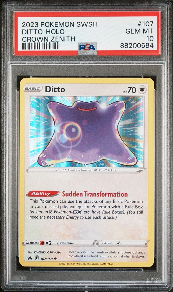2023 Pokemon Sword And Shield Crown Zenith 107 Ditto PSA 10