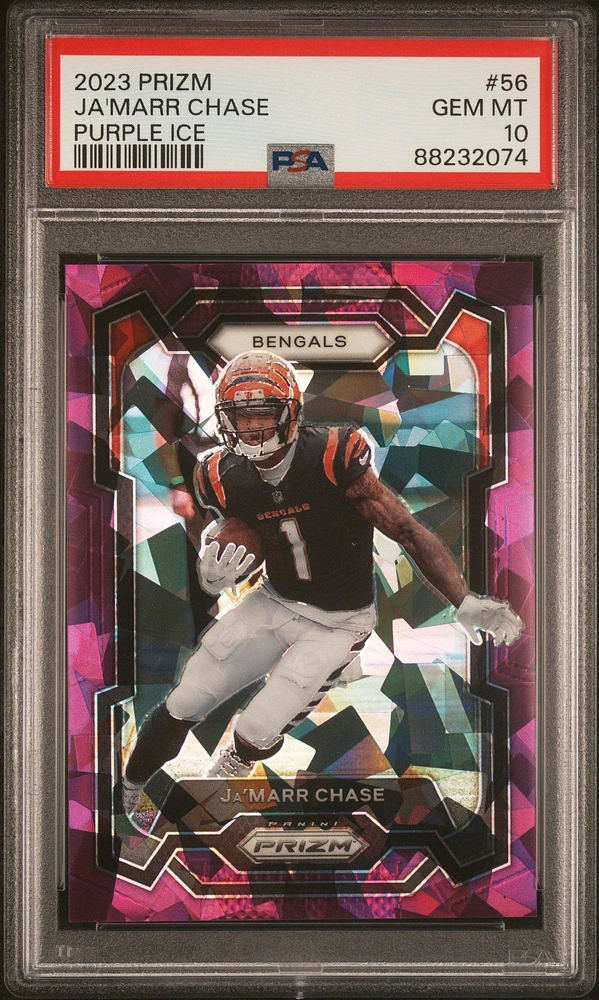 2023 Panini Prizm 56 Ja'marr Chase Purple Ice PSA 10