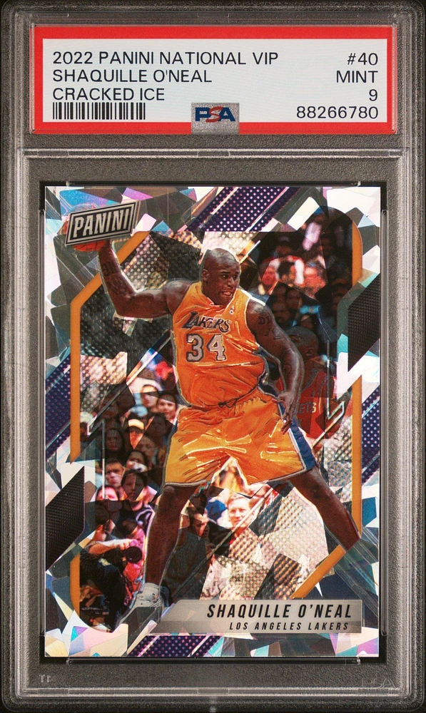 2022 Panini National Vip 40 Shaquille O'neal Cracked Ice PSA 9