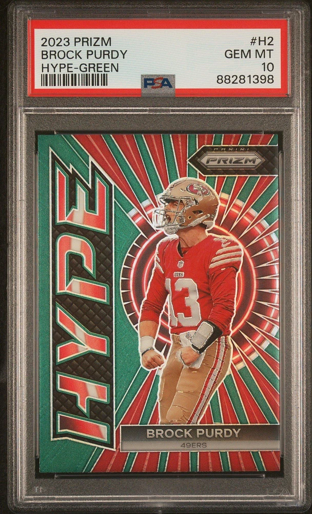 2023 Panini Prizm Hype H2 Brock Purdy Green Prizm PSA 10