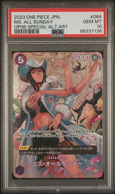 2023 One Piece Japanese Op06-wings Of The Captain 064 Ms. All Sunday Special Alternate Art PSA 10