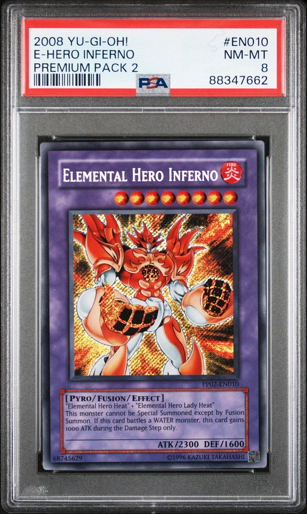 2008 Yu-gi-oh! Premium Pack 2 En010 Elemental Hero Inferno PSA 8