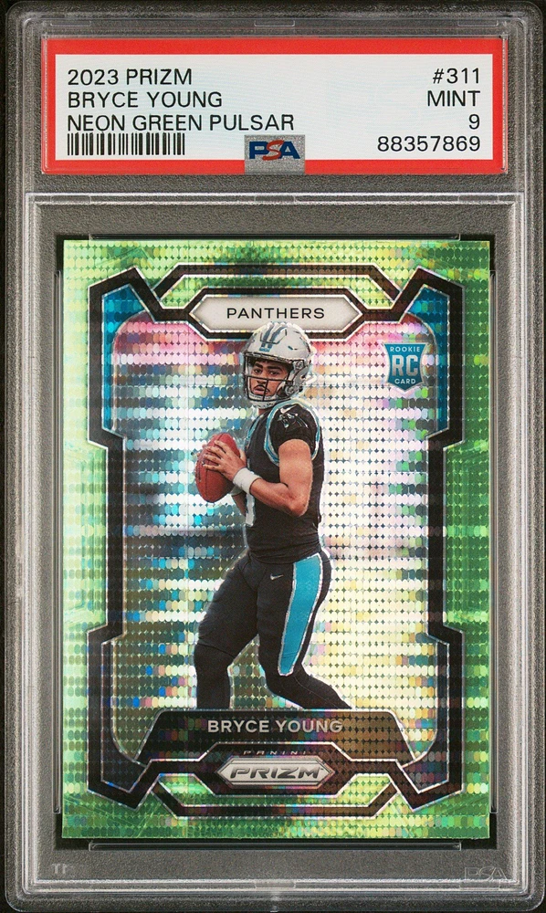 2023 Panini Prizm 311 Bryce Young Neon Green Pulsar PSA 9